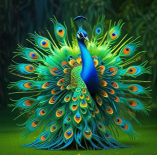 Diamond Painting  Pfau mit farbenprächtigem Federrad